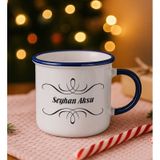 Bk Gift Kişiye Özel Isimli Lacivert Emaye Kupa Bardak -9, Arkadaşa Hediye, Sevgiliye Hediye