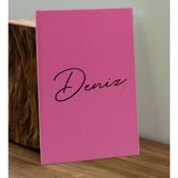 Bk Gift Kişiye Özel Isimli Pembe Defter ve Fuşya Cam Matara Hediye Seti-1, Sevgiliye Hediye, Arkadaşa Hediye, Yeni Iş Hediyesi
