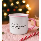 Bk Gift Kişiye Özel Isimli Pembe Emaye Kupa Bardak -12, Arkadaşa Hediye, Sevgiliye Hediye