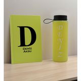 Bk Gift Kişiye Özel Isimli Sarı Defter ve Matara Hediye Seti-5, Sevgiliye Hediye, Arkadaşa Hediye, Yeni Iş Hediyesi