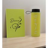 Bk Gift Kişiye Özel Isimli Sarı Defter ve Matara Hediye Seti-6, Sevgiliye Hediye, Arkadaşa Hediye, Yeni Iş Hediyesi