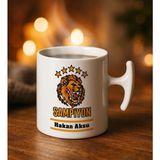 Bk Gift Kişiye Özel Isimli Sarı Kırmızı Taraftar Tasarımlı Hammer Kulplu Beyaz Kupa Bardak-1, Arkadaşa Hediye, Sevgiliye Hediye, Taraftar Hediyesi - Renk - Renkli