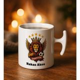 Bk Gift Kişiye Özel Isimli Sarı Kırmızı Taraftar Tasarımlı Hammer Kulplu Beyaz Kupa Bardak-3, Arkadaşa Hediye, Sevgiliye Hediye, Taraftar Hediyesi - Renk - Renkli