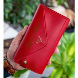 Bk Gift Kişiye Özel Isimli Telefon ve Bozuk Para Bölmeli Zarf Model Kırmızı Kadın Cüzdanı, Sevgiliye Hediye, Anneye Hediye
