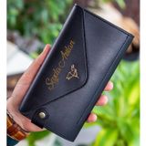 Bk Gift Kişiye Özel Isimli Telefon ve Bozuk Para Bölmeli Zarf Model Siyah Kadın Cüzdanı, Sevgiliye Hediye, Anneye Hediye