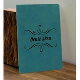Bk Gift Kişiye Özel Isimli Turkuaz Defter ve Cam Matara Hediye Seti-7, Sevgiliye Hediye, Arkadaşa Hediye, Yeni Iş Hediyesi