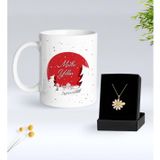 Bk Gift Kişiye Özel Isimli Yılbaşı Tasarımlı Beyaz Kupa Bardak ve Papatya Kolye Hediye Seti- 11, Sevgiliye Hediye, Yeni Yıl Hediyeleri