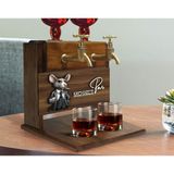 Bk Gift Kişiye Özel Kabartma Fare Tasarımlı Isimli Çift Musluklu Doğal Ahşap Içki Standı-1, Içki Standı, Doğum Günü Hediyesi, Ev Hediyesi - Renk - Renkli