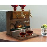 BK Gift Kişiye Özel Kabartma Gemi Tasarımlı Çift Musluklu Doğal Ahşap İçki Standı-8, İçki Standı, Doğum Günü Hediyesi, Ev Hediyesi, Erkek Hediye