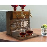 Bk Gift Kişiye Özel Kabartma Isimli ve Tarihli Çift Musluklu Doğal Ahşap Içki Standı-15, Içki Standı, Doğum Günü Hediyesi, Ev Hediyesi - Renkli