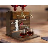 BK Gift Kişiye Özel Kabartma Kuş Tasarımlı Çift Musluklu Doğal Ahşap İçki Standı-1, İçki Standı, Doğum Günü Hediyesi, Ev Hediyesi, Erkek Hediye