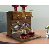 Bk Gift Kişiye Özel Kabartma Motorsiklet Tasarımlı Isimli Çift Musluklu Doğal Ahşap Içki Standı-4, Içki Standı, Doğum Günü Hediyesi, Ev Hediyesi - Renk - Renkli