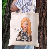 Bk Gift Kişiye Özel Kadın Karikatürlü Kanvas Bez Plaj Çantası Baskılı Omuz Çantası-7, Alışveriş Çantası, Arkadaşa Hediye
