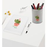 Bk Gift Kişiye Özel Kaktüs Tasarımlı Beyaz Defter Kalem ve Kalemlik Hediye Seti - Model 11