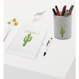 Bk Gift Kişiye Özel Kaktüs Tasarımlı Beyaz Defter Kalem ve Kalemlik Hediye Seti - Model 1