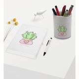 Bk Gift Kişiye Özel Kaktüs Tasarımlı Beyaz Defter Kalem ve Kalemlik Hediye Seti - Model 2