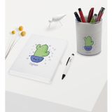 Bk Gift Kişiye Özel Kaktüs Tasarımlı Beyaz Defter Kalem ve Kalemlik Hediye Seti - Model 4