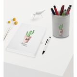 Bk Gift Kişiye Özel Kaktüs Tasarımlı Beyaz Defter Kalem ve Kalemlik Hediye Seti - Model 5
