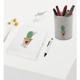 Bk Gift Kişiye Özel Kaktüs Tasarımlı Beyaz Defter Kalem ve Kalemlik Hediye Seti - Model 6