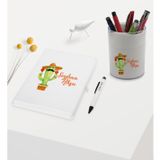 Bk Gift Kişiye Özel Kaktüs Tasarımlı Beyaz Defter Kalem ve Kalemlik Hediye Seti - Model 7