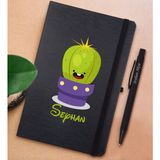 Bk Gift Kişiye Özel Kaktüs Tasarımlı Siyah Defter ve Metal Versatil Kalem(0,7 Kurşun) Hediye Seti-10