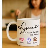 Bk Gift Kişiye Özel Kalplerin Sahibi Anne Tasarımlı Beyaz Kupa Bardak-4, Anneye Hediye, Anneler Günü Hediyesi