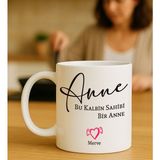 Bk Gift Kişiye Özel Kalplerin Sahibi Anne Tasarımlı Beyaz Kupa Bardak-7, Anneye Hediye, Anneler Günü Hediyesi