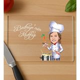 Bk Gift Kişiye Özel Karikatürlü Cam Kesme ve Sunum Tablası 20X30CM-1, Anneye Hediye, Sevgiliye Hediye, Eşe Hediye - 20 x 30 cm