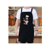 Bk Gift Kişiye Özel Karikatürlü Chef Tasarımlı Profesyonel Siyah Mutfak Önlüğü, Aşçı Önlüğü, Şef Önl