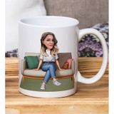 Bk Gift Kişiye Özel Karikatürlü Kadın Tasarımlı Beyaz Kupa BARDAK-114, Arkadaşa Hediye , Karikatürlü Kupa Bardak