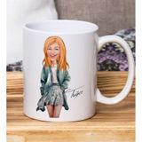 Bk Gift Kişiye Özel Karikatürlü Kadın Tasarımlı Beyaz Kupa BARDAK-117, Arkadaşa Hediye , Karikatürlü Kupa Bardak