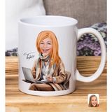 Bk Gift Kişiye Özel Karikatürlü Kadın Tasarımlı Beyaz Kupa BARDAK-125, Arkadaşa Hediye , Karikatürlü Kupa Bardak