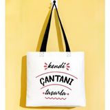 Bk Gift Kişiye Özel Kendin Tasarla Kırmızı Siyah Kulp Gabardin Bez Çanta 40X35CM, Alışveriş Çantası, Plaj Çantası, Baskılı Omuz Çantası - 40 x 35 cm