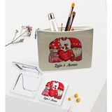 BK Gift Kişiye Özel Keten Makyaj Çantası ve Ayna Seti, Sevgiliye Hediye, Sevgililer Günü Hediyesi, Doğum Günü Hediyesi-2