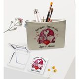 BK Gift Kişiye Özel Keten Makyaj Çantası ve Ayna Seti, Sevgiliye Hediye, Sevgililer Günü Hediyesi, Doğum Günü Hediyesi-3