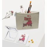 BK Gift Kişiye Özel Keten Makyaj Çantası ve Ayna Seti, Sevgiliye Hediye, Sevgililer Günü Hediyesi, Doğum Günü Hediyesi-4