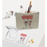 BK Gift Kişiye Özel Keten Makyaj Çantası ve Ayna Seti, Sevgiliye Hediye, Sevgililer Günü Hediyesi, Doğum Günü Hediyesi-5