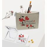 BK Gift Kişiye Özel Keten Makyaj Çantası ve Ayna Seti, Sevgiliye Hediye, Sevgililer Günü Hediyesi, Doğum Günü Hediyesi-8