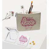 BK Gift Kişiye Özel Keten Makyaj Çantası ve Ayna Seti, Sevgiliye Hediye, Sevgililer Günü Hediyesi, Doğum Günü Hediyesi-9