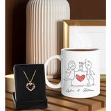 Bk Gift Kişiye Özel Kupa ve Zirkon Taşlı Kalp Kolye-1, Sevgiliye Hediye, Doğum Günü Hediyesi, Yıl Dönümü Hediyesi - Renk - Renkli