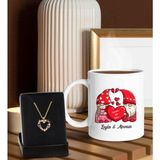 Bk Gift Kişiye Özel Kupa ve Zirkon Taşlı Kalp Kolye-2, Sevgiliye Hediye, Doğum Günü Hediyesi, Yıl Dönümü Hediyesi - Renk - Renkli