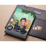 Bk Gift Kişiye Özel Motorcu Sevgililer Karikatürlü Beyaz Defter-1 , Arkadaşa Hediye , Sevgiliye Hediye