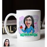 Bk Gift Kişiye Özel Öğretmen Karikatürlü Beyaz Kupa Bardak-5