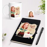 Bk Gift Kişiye Özel Öğretmen Karikatürlü Siyah Defter Kalem Kupa Seti - 3