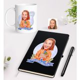 Bk Gift Kişiye Özel Öğretmen Karikatürlü Siyah Defter Kalem Kupa Seti - 4