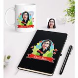 Bk Gift Kişiye Özel Öğretmen Karikatürlü Siyah Defter Kalem Kupa Seti - 7