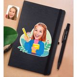 Bk Gift Kişiye Özel Öğretmen Karikatürlü Siyah Defter ve Metal Versatil Kalem(0,7 Kurşun) Hediye Seti-6