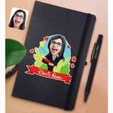 Bk Gift Kişiye Özel Öğretmen Karikatürlü Siyah Defter ve Metal Versatil Kalem(0,7 Kurşun) Hediye Seti-7