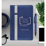 Bk Gift Kişiye Özel Öğretmenler Günü Tasarımlı 372 Lacivert Termo Deri Ajanda 2024 ve Kalem Hediye Seti- 2, Öğretmene Hediye, Öğretmenler Günü
