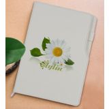 BK Gift Kişiye Özel Papatya Temalı Beyaz Termo Deri Not Defteri 15x21cm-4